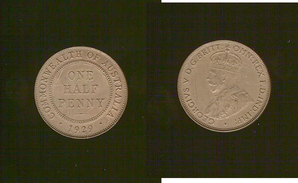 AUSTRALIE 1/2 Penny Georges V 1929 SPL